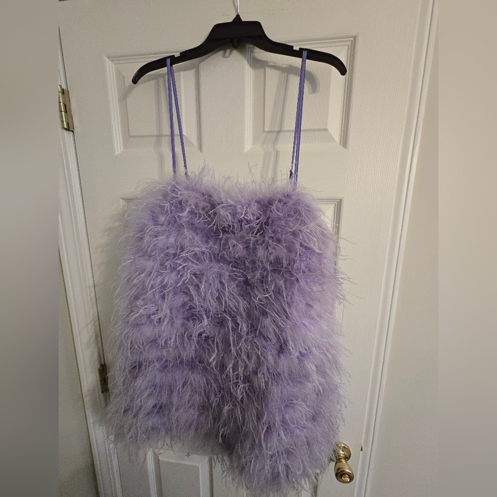 Akira Lavender Feathered Mini Dress, Size XL